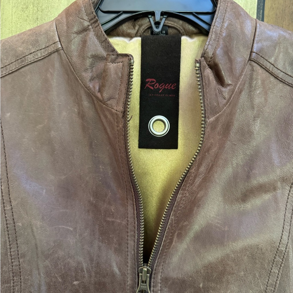 Rogue Chestnut Leather Moto Jacket in Brown